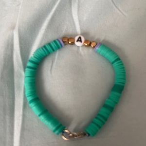 Teal A bracelet